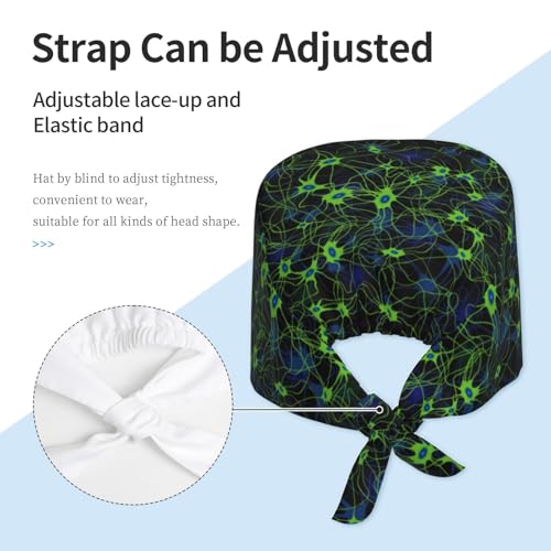 Image of Working Cap Scrub Cap with Sweatband Adjustable Unisex Women Tie Back Hat Nurse Surgical Caps