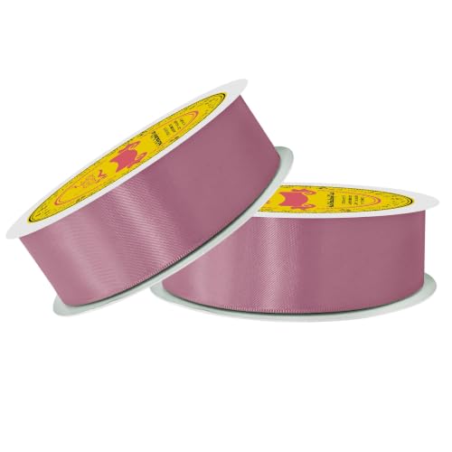 Image of 100 Yards Rose Mauve Satin Ribbon Polyester Ribbon for Gift Wrapping Very Suitable for Weddings Party Hair Bow Invitation Decorations and More（1-1 /2 inch X 50Yards X 2 Roll）