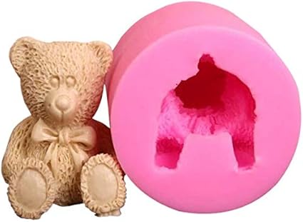 YUXIANG Molde para tartas de chocolate y jabón 3D de silicona hecho a mano, diseño de oso de peluche y oso de peluche, molde de resina epoxi
