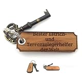 Mr. & Mrs. Panda Schlüsselanhänger Estrich- und Terrazzolegerhelfer - Geschenk, Berufsausbildung, Geschenke, Schenken, Glücksbringer, Ausbildung, Gratulation, Gravur, Taschenanhänger