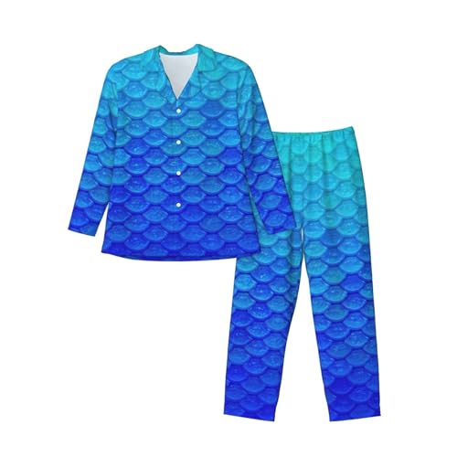 Pyjama homme manches longues bleu océan pour réguler la chaleur la nuit