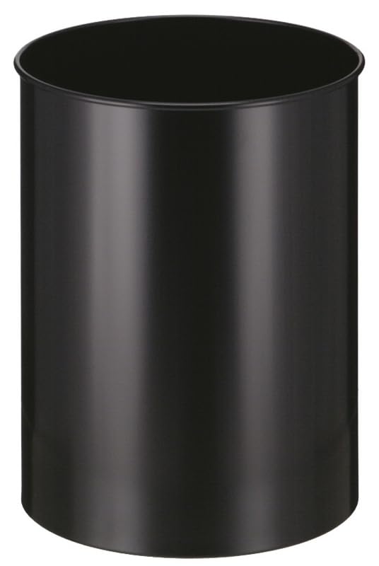 PROREGAL Stillvoller runder Metall Papierkorb | 30 Liter, HxØ 47x33,5cm | Schwarz