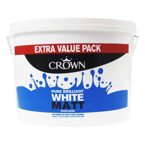 Image of CROWN Matt Emulsion Paint 7.5L Pure Brilliant White | Non-reflective finish for interior walls and ceilings