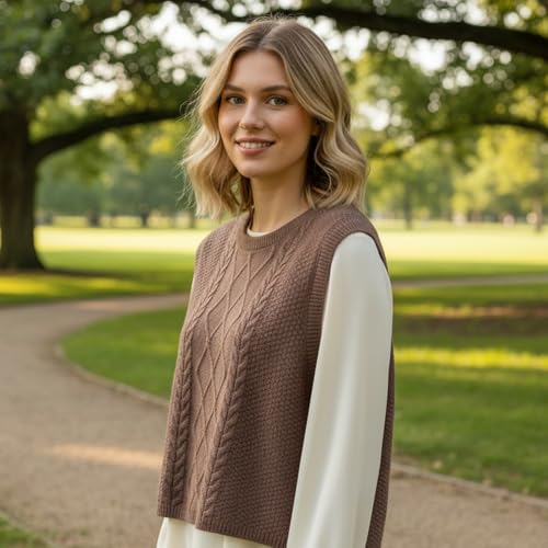 Jersey de punto chaleco mujer sin mangas ideal para paseos de otoño 2