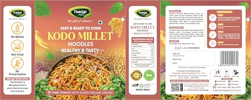 Image of Thanjai Natural Kodo Millet Noodles 180 Grams X 2 (360 Grams) of Homemade Natural Noodles (No Preservatives, No Chemicals, No Artificial Extract)
