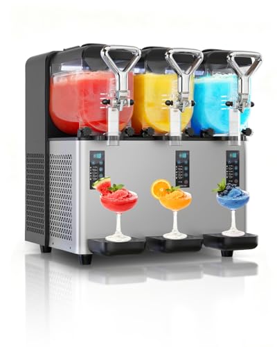 Image of Commercial Slushy Machine, 4L /135oz x 3 Tank Margarita Machine
