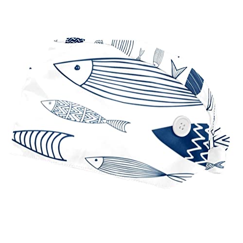 Chapeaux de travail pour hommes et femmes à motif de poisson JDEZ
