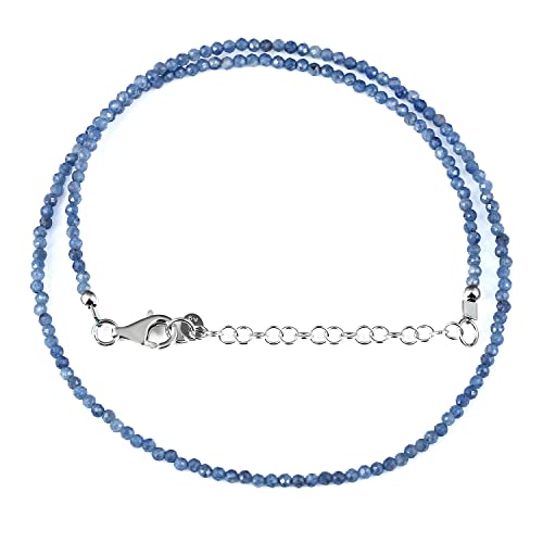 NirvanaIN Natural Blue Sapphire Necklace - September Birthstone Necklace - Sterling Silver - Gemstone Jewelry - Rare Sapphire Necklace - Rondelle Bead