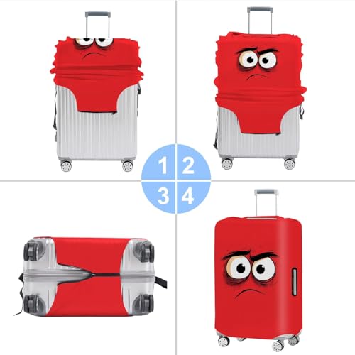 Image of Angry Face Luggage Cover, Washable Funny Cartoon Suitcase Cover, Stretchable Travel Suitcase Protector Anti-scratch Bag Cover,M