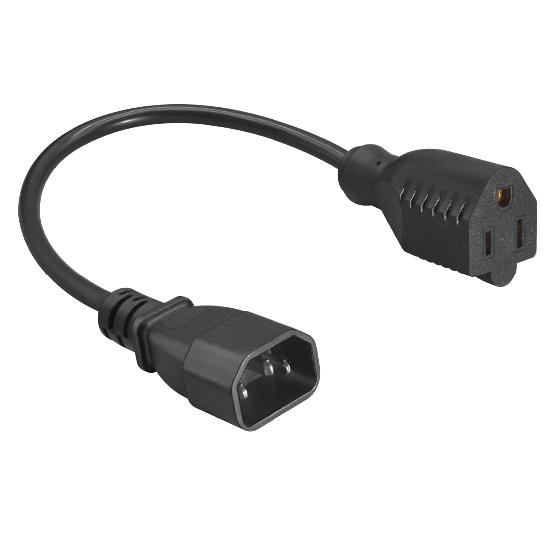 Toptekits C14 to 5-15R Power Cord, IEC320 C14 to NEMA 5-15R Power Extension Cable Cord, PDU/UPS 18AWG Standard Computer Power Adapter Cord NEMA 5-15R to IEC320 C14(C14 to 5-15R W/Cable 1ft)
