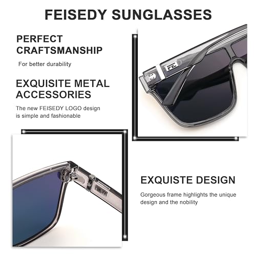 Image of FEISEDY Sunglasses for Women Men, Fashion Mirrored Single Lens Shades | 80s Rave Neon Oversized Sun Glasses, Driving Beach UV400 Sunnies B2996