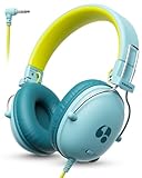 Picture of awatrue Kids Headphones for School, 74/85dB Safe Volume Limit, Stereo Sound, Wired On-Ear Headphones for Kids Boys Girls, 3.5mm Jack for Tablet, iPad, Kindle, YOTO Player, Airplane Travel, Green