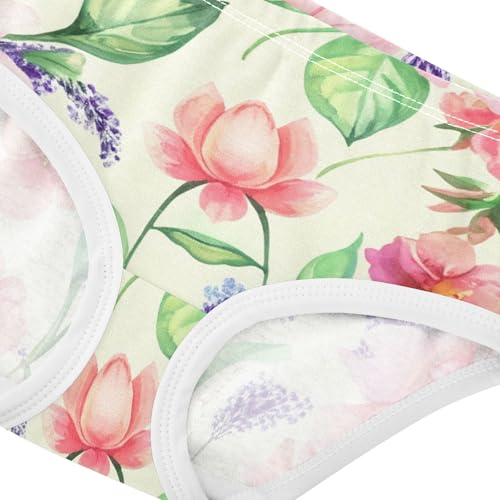 Cartoon Toddler Underwear Floral 2t Cotton Panties Little Girl Pink Purple Flowers Green Leaves Briefs Kids Undies4