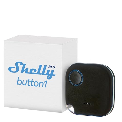 Shelly BLU Button1 - Noir | Télécommande d'activation d'actions et de scènes Bluetooth | Domotique | Application iOS Android | Longue autonomie de la pile | Indicateur LED | Bipeur | Grande portée