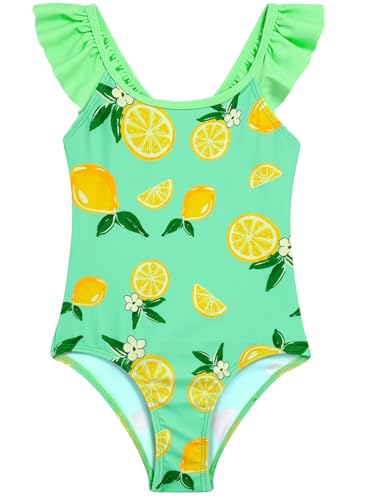 DAXIANG Girls One Piece Quick Dry Breathable Beach Bathing Suit for Holiday Vacation Girls Swimwear Size 6-7 Green Lemon