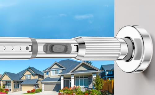Image of Long Tension Rod 41-166inch Silver Tension Curtain Rods no Drilling | 1.26 inch Diameter Outdoor Curtain Rod for Patio,Windows,Anywhere Heavy Duty Spring Rods Adjustable