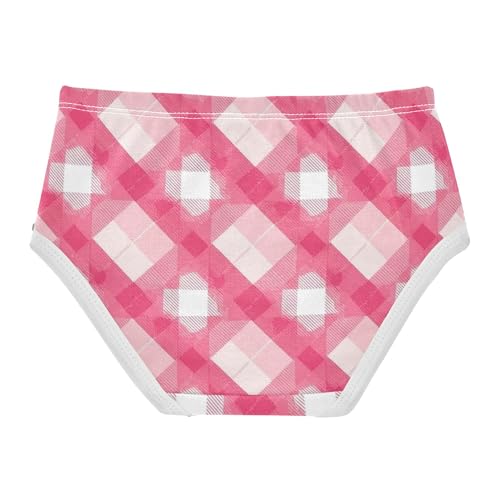 Cotton Toddler Underwear Floral Pink White Gingham Checkered Panties for Girl Fancy Briefs Undies Kids 2t2
