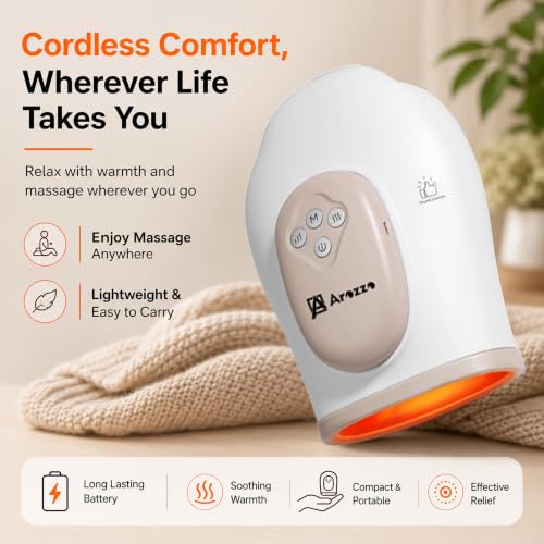 Image of Hand Palm Cordless Massager with Heat and Compression, Wrap-Around Hand for Stress & Pain Relief, Arthritis & Carpal Tunnel Therapy, Finger , Wrist and Knuckle Stretching Massage, 1 Year Warranty (Hand Massager)