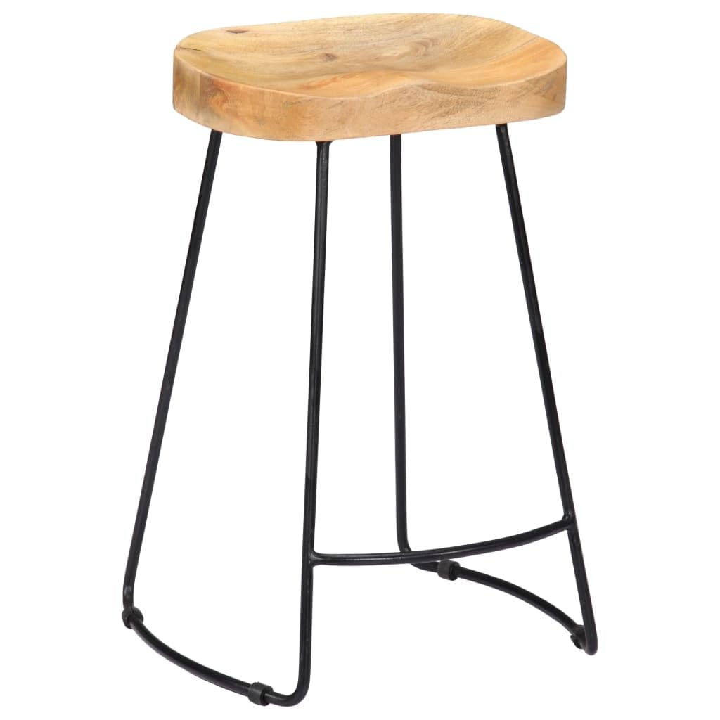 vidaXL 2X Taburetes de Bar Gavin Mobiliario Decoración Pub Sillas Altas Diseño Elegante Sencillo Resistentes 45x40x62cm Madera Maciza de Mango