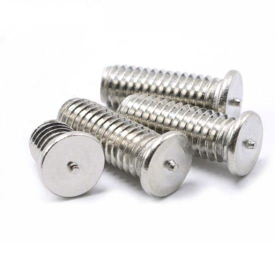 Image of Rely⇒VP INDUSTRIES (Pcs-50) M6x20 mm Spot Weld Stud Screw with Pointed Mild Steel Copper Plating | Matric Thread Weld Stud