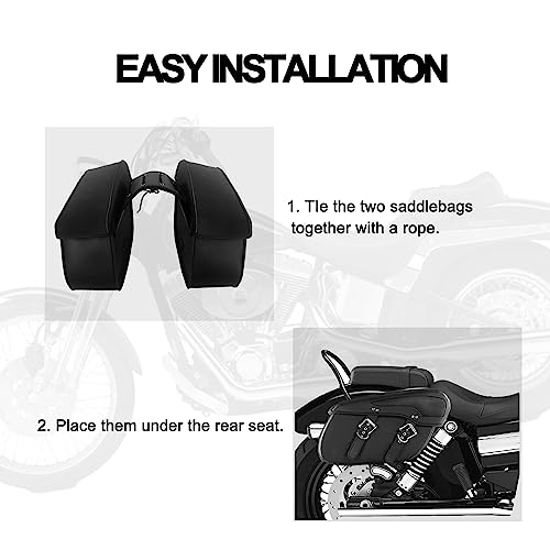 Alforjas para motocicleta, cuero sintético, 2 correas, universal para Harley, Cruiser, Bobber, Suzuki, Yamaha, Kawasaki miniatura 4