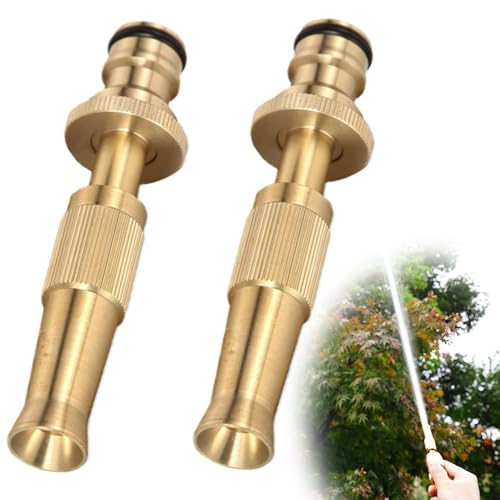 2 Pcs Brass Spray Nozzle Adjustable Hose Spray Nozzle Solid Brass Pressure Spray Nozzle For Watering Plants Car Washing Shower Pet