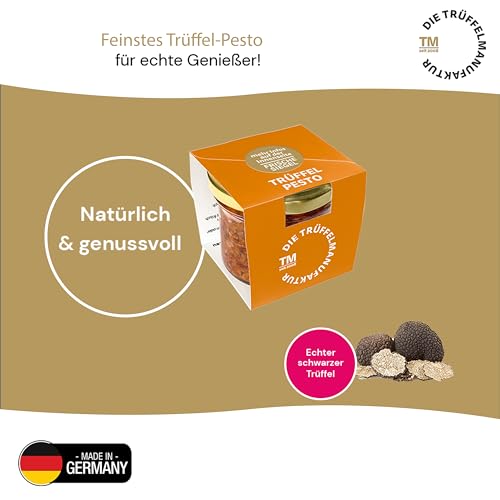 Die Trüffelmanufaktur - Trüffel Salsa Tartufata mit 15 % echtem schwarzem Trüffel, ideal als Sauce, Dip und Pesto, Feinkost Pilz-Trüffelpaste im 90 g Glas