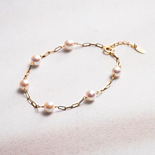 Japanese 5.5mm Akoya Cultured Pearl Bracelet for Women with 18K Yellow Gold | Elegant Design Excellent Gift | Pearl Bracelet2
