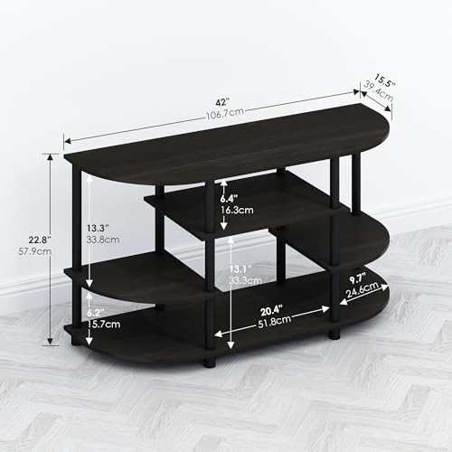 Image of Furinno TOMI TV Stand, Corner Entertainment Center, TV Console for TV up to 46 Inch, with Shelves, Easy Assembly, for Living Room, Bedroom, Espresso
