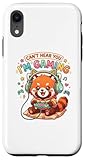 Can't Hear You I'm Gaming. Shows a cute Gaming Red Panda Graphic Design that is perfect for gamers that love Red Pandas.This Red Panda Gamer Novelty shows a Kawaii Red Panda Drawing of a Red Panda that plays Console Games with a Video Controller.