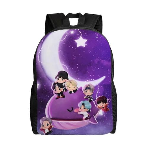 YINGD BTS - Mochila escolar de lona para adolescentes, Negro, Talla única