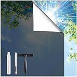 Coavas 遮光シート 遮光フィルム 窓ガラス目隠しフィルム マジックミラー 断熱シート 窓 目隠しシート 窓 フィルム 外から見えない uvカットフィル 遮光断熱 日差し対策 賃貸OK 飛散防止 紫外線カット 水で貼る 剥がせる 寝室 台所 事務所 書斎（ブラック，90x400cm）