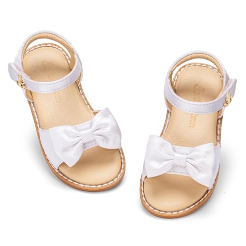 Image of THEE BRON Toddler Girls Sandals Wedding Flower Girl Dress Shoes Open Toe Flats