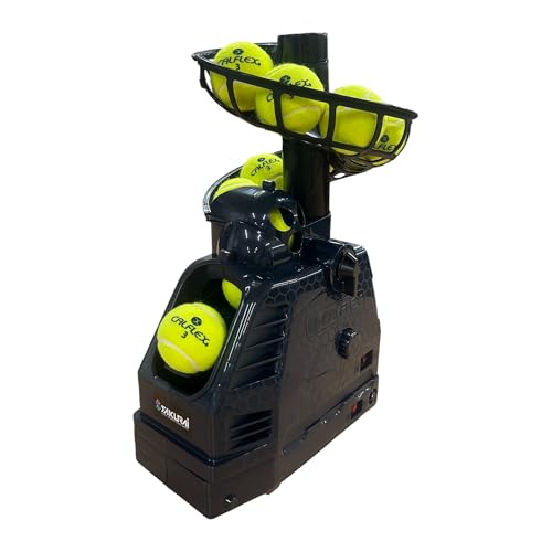 Image of Sakurai CT-014 CALFLEX Soft and Hard Tennis Machine, 3 Levels of Toss Angle and Interval Adjustment, 4 Height Levels, Dark Blue