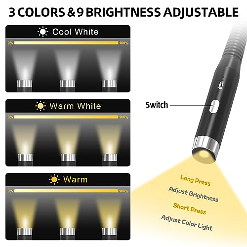 HORJOR Lampada da Lettura 3 Colori LED Luce per