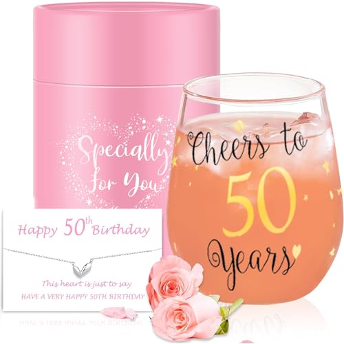 50 cumpleaños divertido Copas de vino sin tallo de oro Regalos para mujeres hombres Regalos para el mejor amigo Aniversario de bodas de fiesta Decoraciones de fiesta (50)