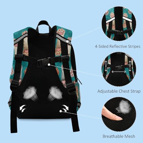 Colored Cat Paws Toddler Girl Backpack with Leash, Small Kids School Backpacks Travel Backpack4