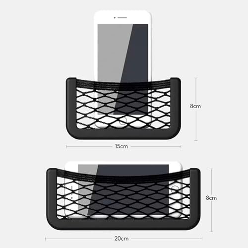 Kofferraum Netztasche Auto, 6 Stück Selbstklebend Elastisch Ablagenetz Auto Kofferraum Aufbewahrungsnetz Tasche für Mobiltelefone Führerschein Kleinteile(20x8cm und15x8cm)