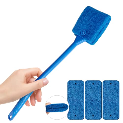 Promising Aquarium Cleaning Brush Fish Tank Scrubber with Non-Slip Handle - Aquarium Brush Double Sided Sponge Brush - Algae Cleaner Tools with 3 Cleaning Replacement Pads for Aquariums & Home