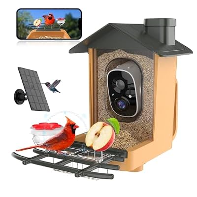 Bird Feeder with Camera 2K HD Video AI Identify Species Solar Powered IP65 Waterproof Bird Camera Auto Capture Real Time View & Notifications Gift for Parents & Children