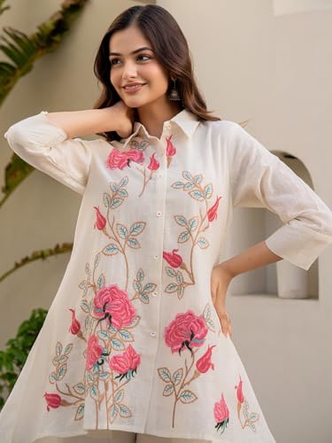 Image of INDO ERA Women's Cotton Ethnic Co-Ord Set | Kurta Pant Set | Stylish Cotton Suit Set for Women,10123