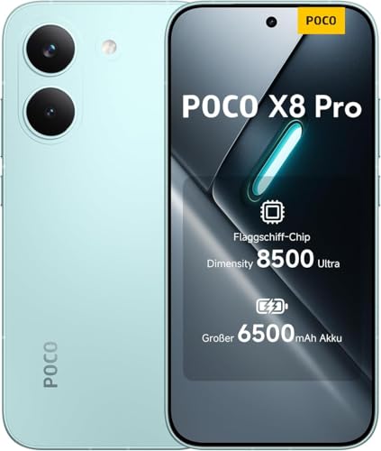 XIAOMI Poco X8 Pro Smartphone 8GB+256GB, Dimensity 8500-Ultra Prozessor, 6500mAh Akku, Ultra-helles AMOLED Display, 50MP Sony IMX882 Hauptkamera mit OIS, Grün
