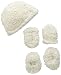Lovespun Unisex-Baby Newborn Ivory 3 Piece Hat Mittens and Bootie Set
