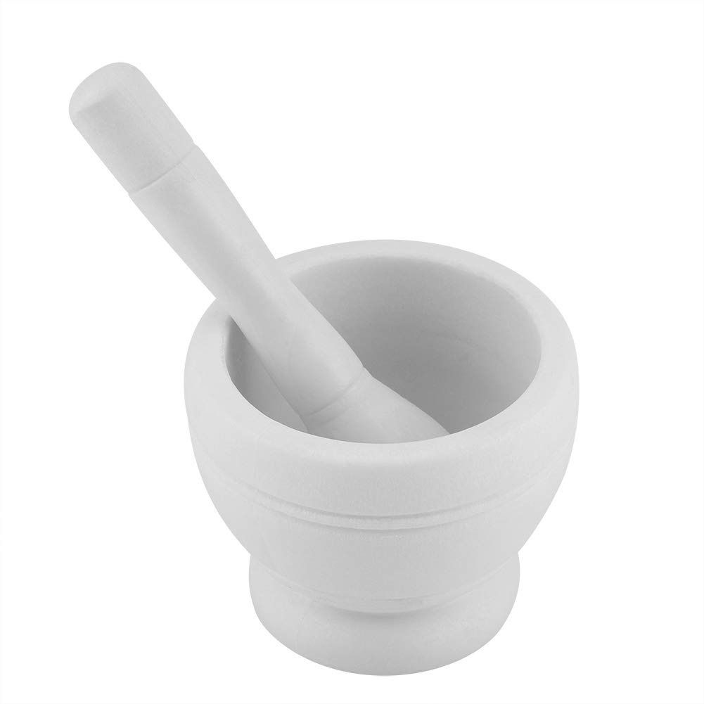 Mortar Pestle Set, Garlic Grinder Spices Herbs Mortar,Manual Plastic Garlic Grinder Spices Herbs Mortar and Pestle Set Grinding Bowl Kitchen Tool (White)