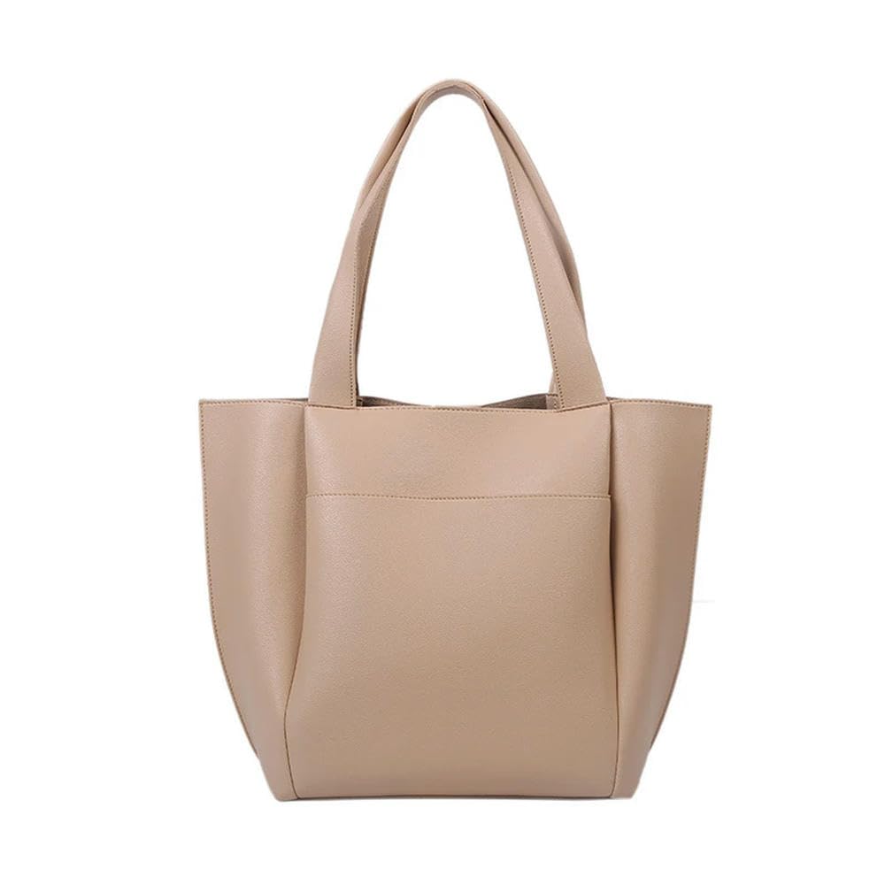 Bolso de Mano Informal de Piel Suave Mujer, de Color Liso, de Gran Capacidad, con un Solo Hombro y Bolsillo Exterior