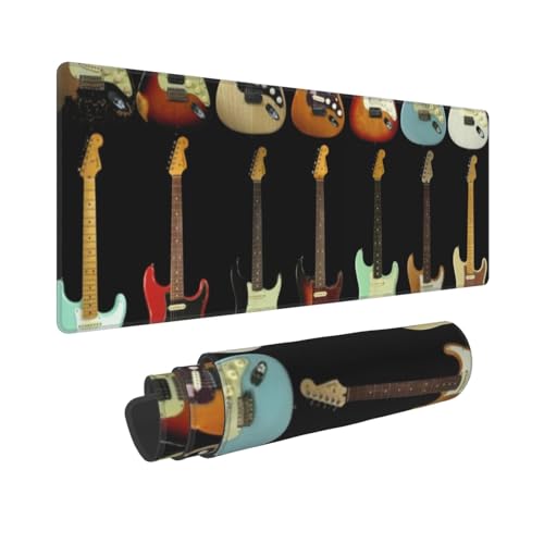 Tapis de souris motif guitare artistique grand tapis de bureau XL antidérapant 30x80cm
