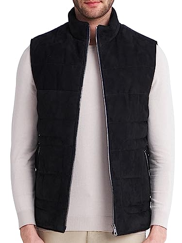 Image of Bigardini Men's Puffer Vest - Genuine Lambskin Leather Padded Outdoor Vest