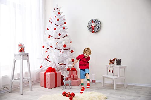 MarJunSep Kids Christmas Fuzzy Socks Toddler Christmas Gifts Stocking Stuffers Cozy Fluffy Knee High Long Calf Boot Socks 1-7 Years4