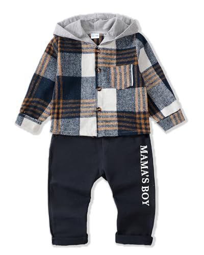 Image of Renotemy Toddler Infant Baby Boy Clothes Outfit Long Sleeve Hoodie Sweatshirt Casual Fall Winter Clothes Set for Toddler Boy