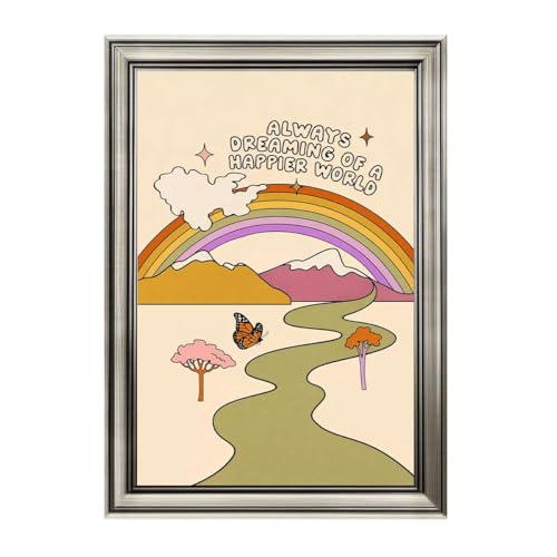 Framed Rainbow Dream Landscape Poster Canvas Print Art Boho Minimalist